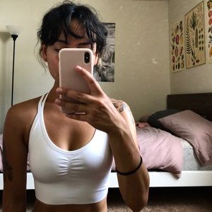 white sports bra 🤍